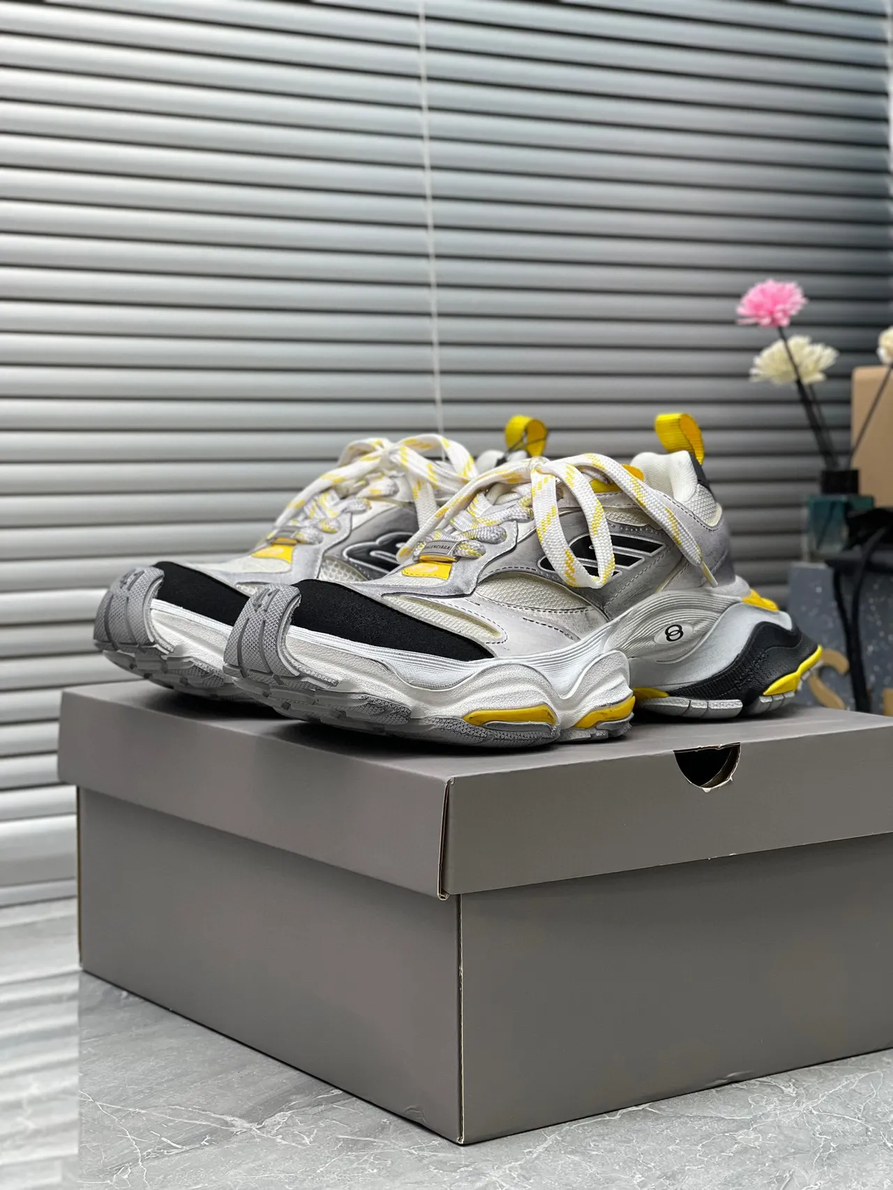 Balenciaga Track Trainer White Gray Black Yellow Chunky Sneakers 8
