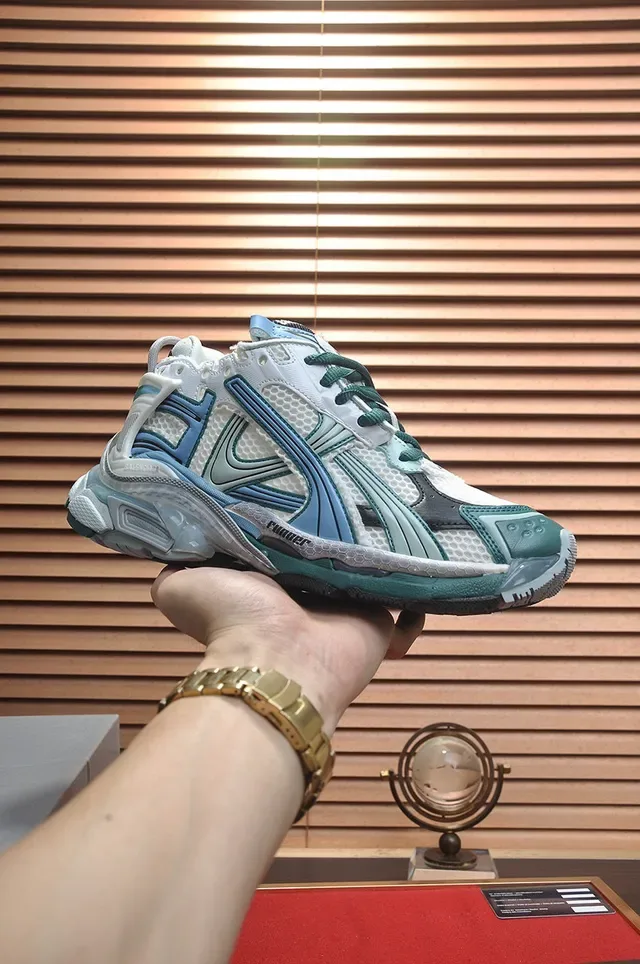 Balenciaga Track Trainer Blanc Turquoise Bleu Chunky Sneakers 2