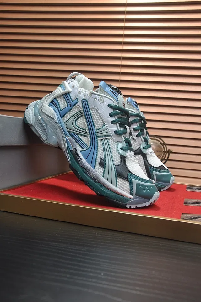 Balenciaga Track Trainer Blanc Turquoise Bleu Chunky Sneakers 4