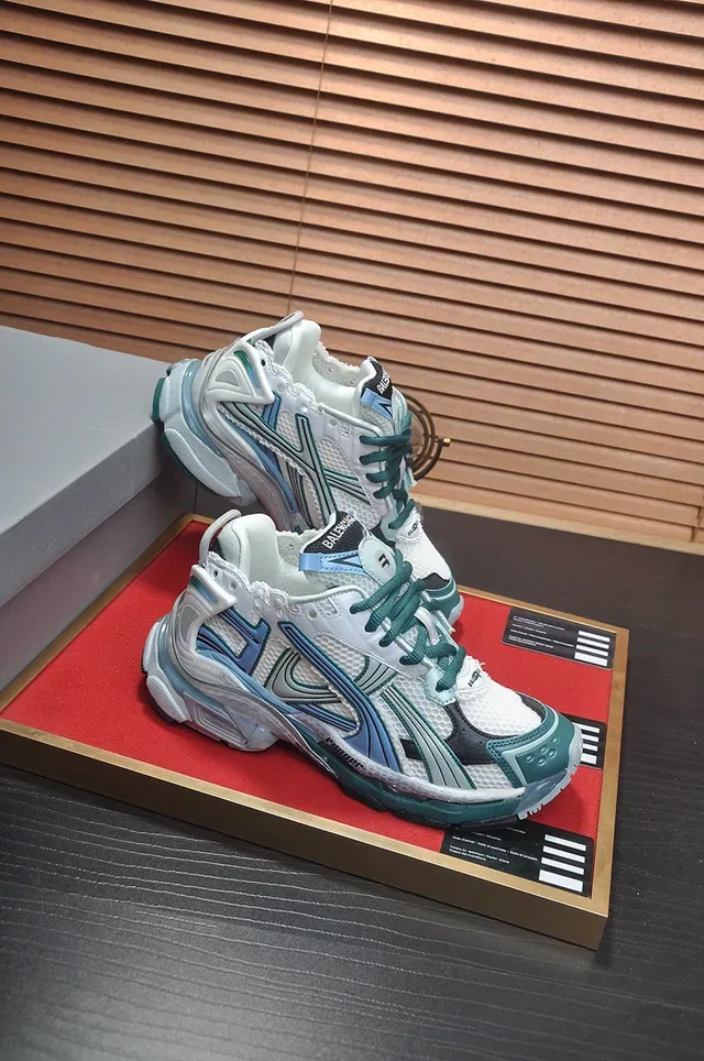 Balenciaga Track Trainer Blanc Turquoise Bleu Chunky Sneakers 6