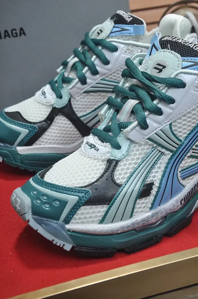 Balenciaga Track Trainer Blanc Turquoise Bleu Chunky Sneakers 8