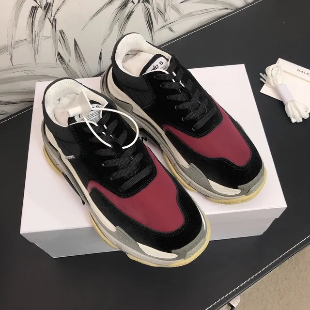 Balenciaga Triple S Black Burgundy Gray sneakers chunky 2