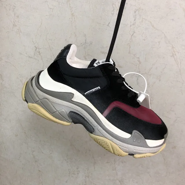 Balenciaga Triple S Black Burgundy Gray sneakers chunky 5