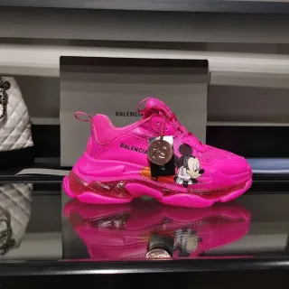 Balenciaga Triple S Pink Transparent Oversized Sole Mesh Upper Chunky Sneakers