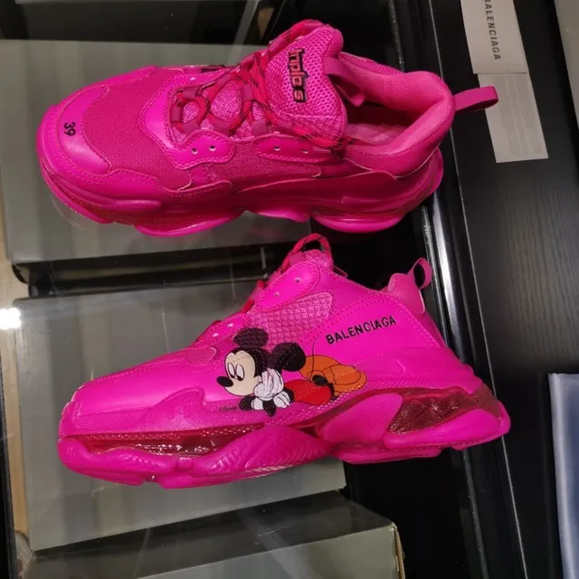 Balenciaga Triple S Pink Transparent Oversized Sole Mesh Upper Chunky Sneakers 3