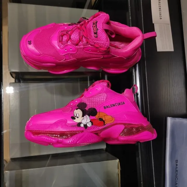 Balenciaga Triple S Pink Transparent Oversized Sole Mesh Upper Chunky Sneakers 6