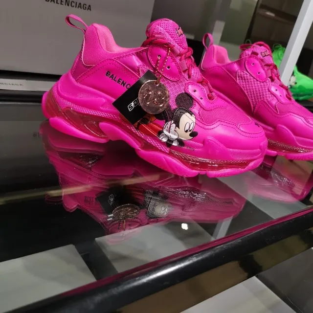 Balenciaga Triple S Pink Transparent Oversized Sole Mesh Upper Chunky Sneakers 8