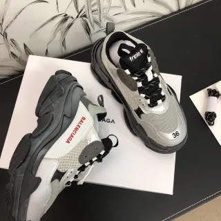 Balenciaga Triple S Silver Gray Black Chunky Sneakers
