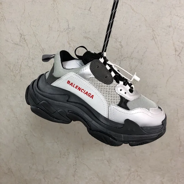 Balenciaga Triple S Silver Gray Black Chunky Sneakers 4
