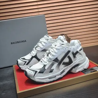 Balenciaga White Black Layered Mesh And Synthetic Upper Oversized Sculpted Midsole Chunky Sneakers