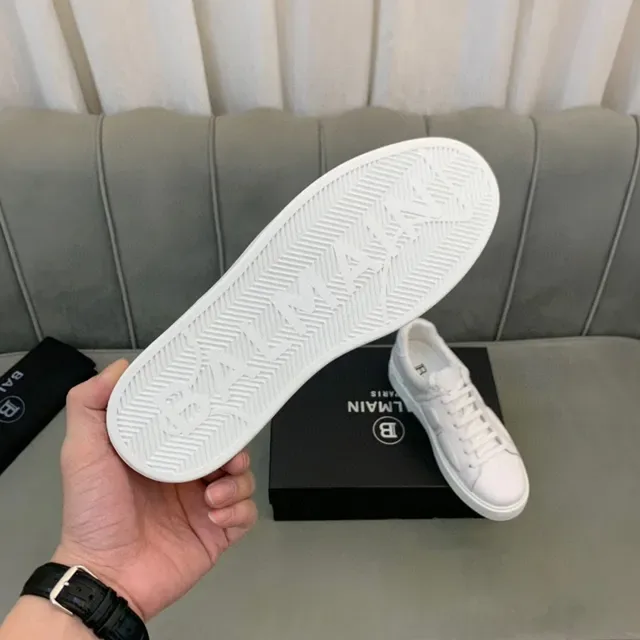 Balmain B-Court حذاء رياضي جلد أبيض كامل أسلوب حياة 2