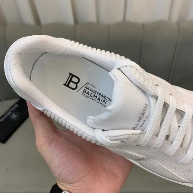 Balmain B-Court حذاء رياضي جلد أبيض كامل أسلوب حياة 3