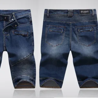 Balmain شورت ستايل بيكر دينيم مخطط