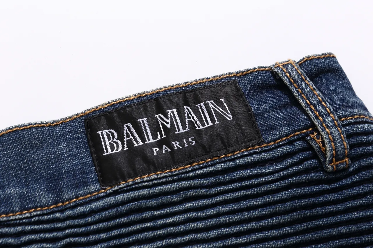 Balmain شورت ستايل بيكر دينيم مخطط 3