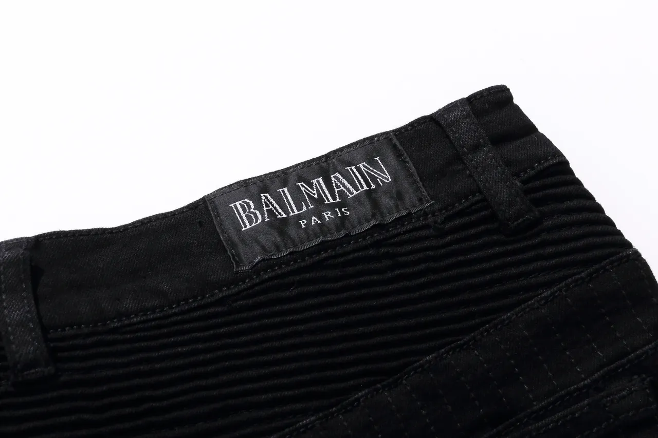 Balmain मोटो-पैनल जिप पॉकेट काले डेनिम शॉर्ट्स 3