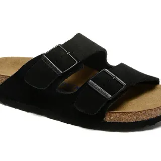 Birkenstock Arizona काली सूड काजुअल सैंडल