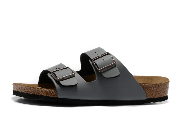 Birkenstock Arizona Cinza Sandálias Casuais de Duas Tiras com Base de Cortiça 2