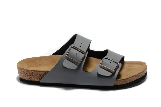 Birkenstock Arizona Cinza Sandálias Casuais de Duas Tiras com Base de Cortiça 4