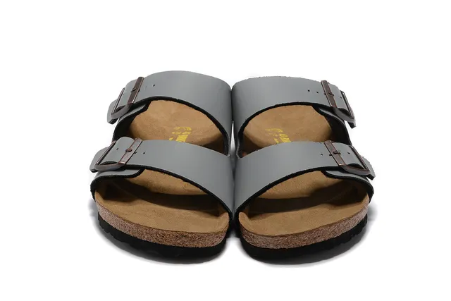 Birkenstock Arizona Cinza Sandálias Casuais de Duas Tiras com Base de Cortiça 5