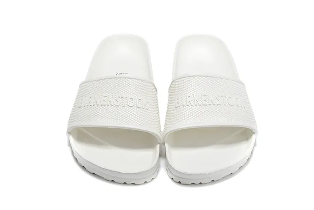Birkenstock Arizona White Monochrome Textured Strap Slippers 2