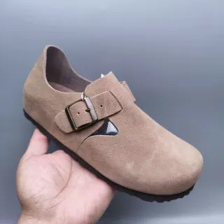 Birkenstock ब्राउन ब्लैक सूड ऊपर बकल स्ट्रैप मैरी जेन शूज़
