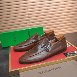Bottega Veneta Andiamo Brown Leather Buckle Loafers