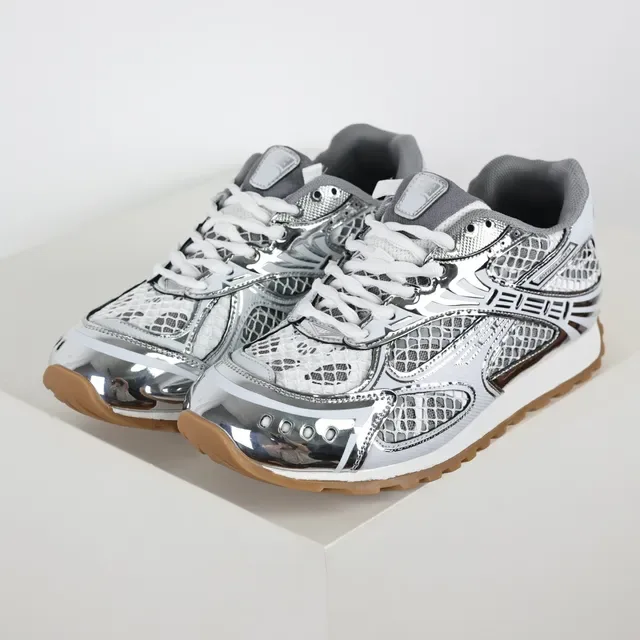 Bottega Veneta Andiamo Metallic Silver Mesh Lifestyle Sneakers 2