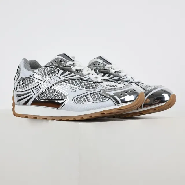Bottega Veneta Andiamo Metallic Silver Mesh Lifestyle Sneakers 3