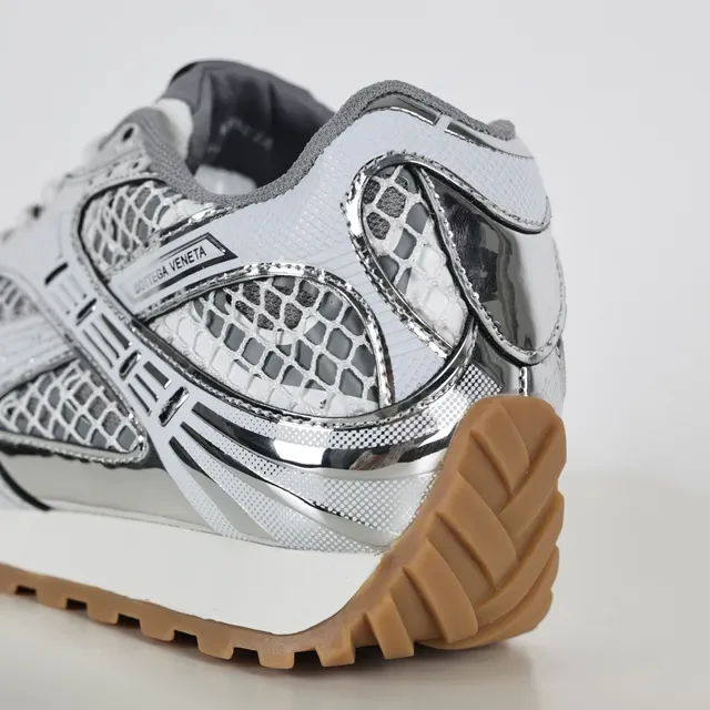 Bottega Veneta Andiamo Metallic Silver Mesh Lifestyle Sneakers 4