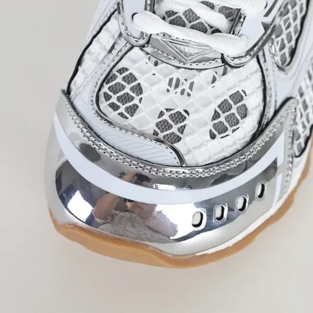 Bottega Veneta Andiamo Metallic Silver Mesh Lifestyle Sneakers 5