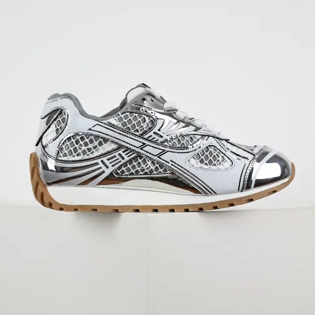 Bottega Veneta Andiamo Metallic Silver Mesh Lifestyle Sneakers 7