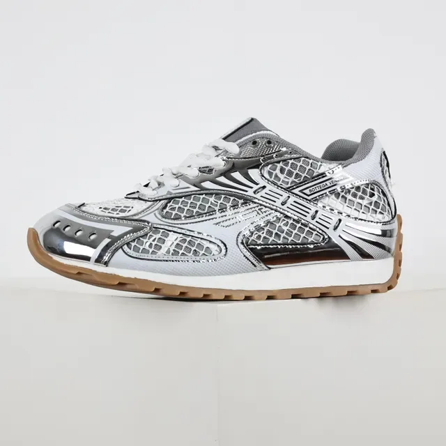Bottega Veneta Andiamo Metallic Silver Mesh Lifestyle Sneakers 9
