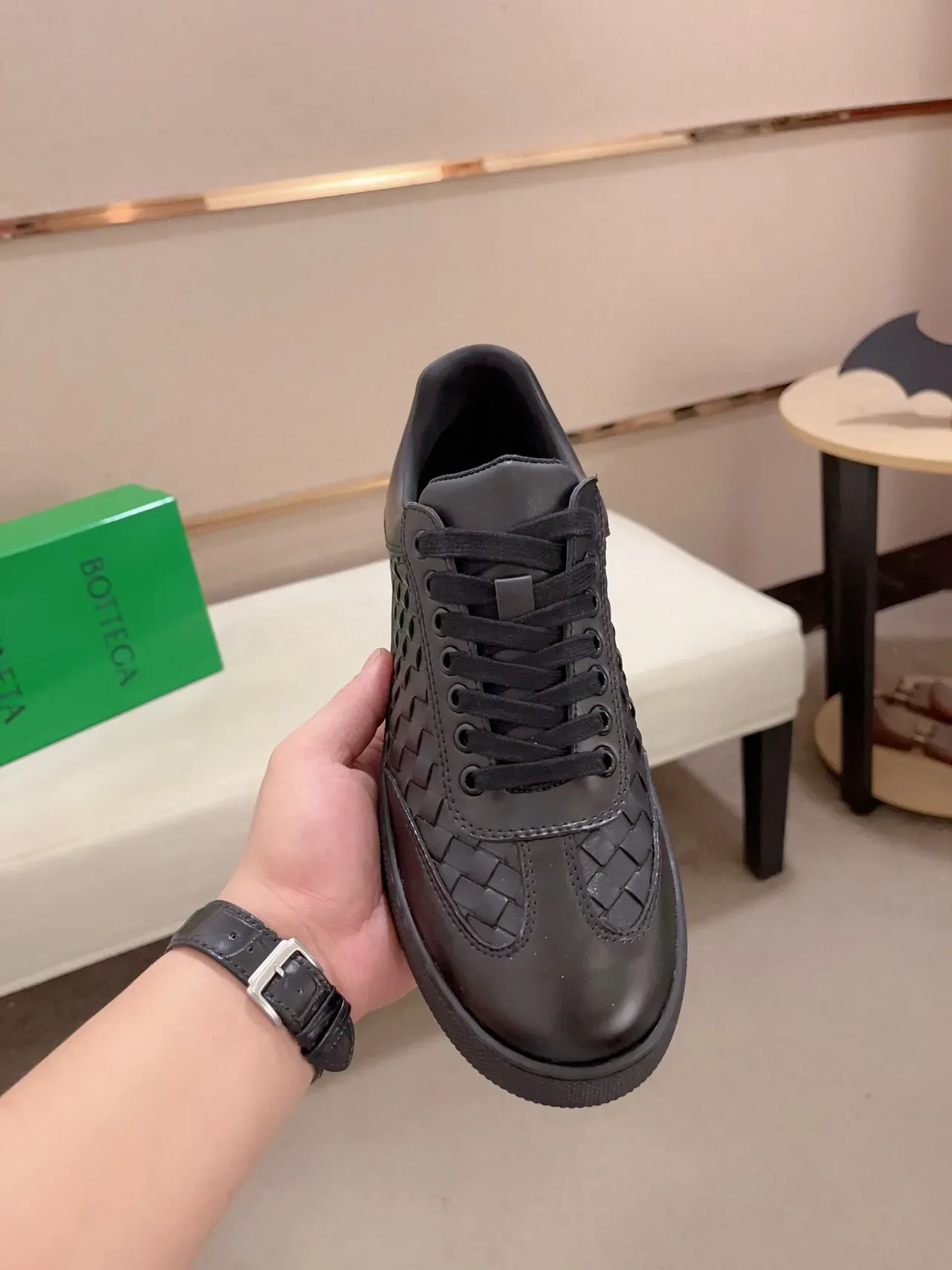 Bottega Veneta Andiamo Woven Leather Black Lifestyle Sneakers 2