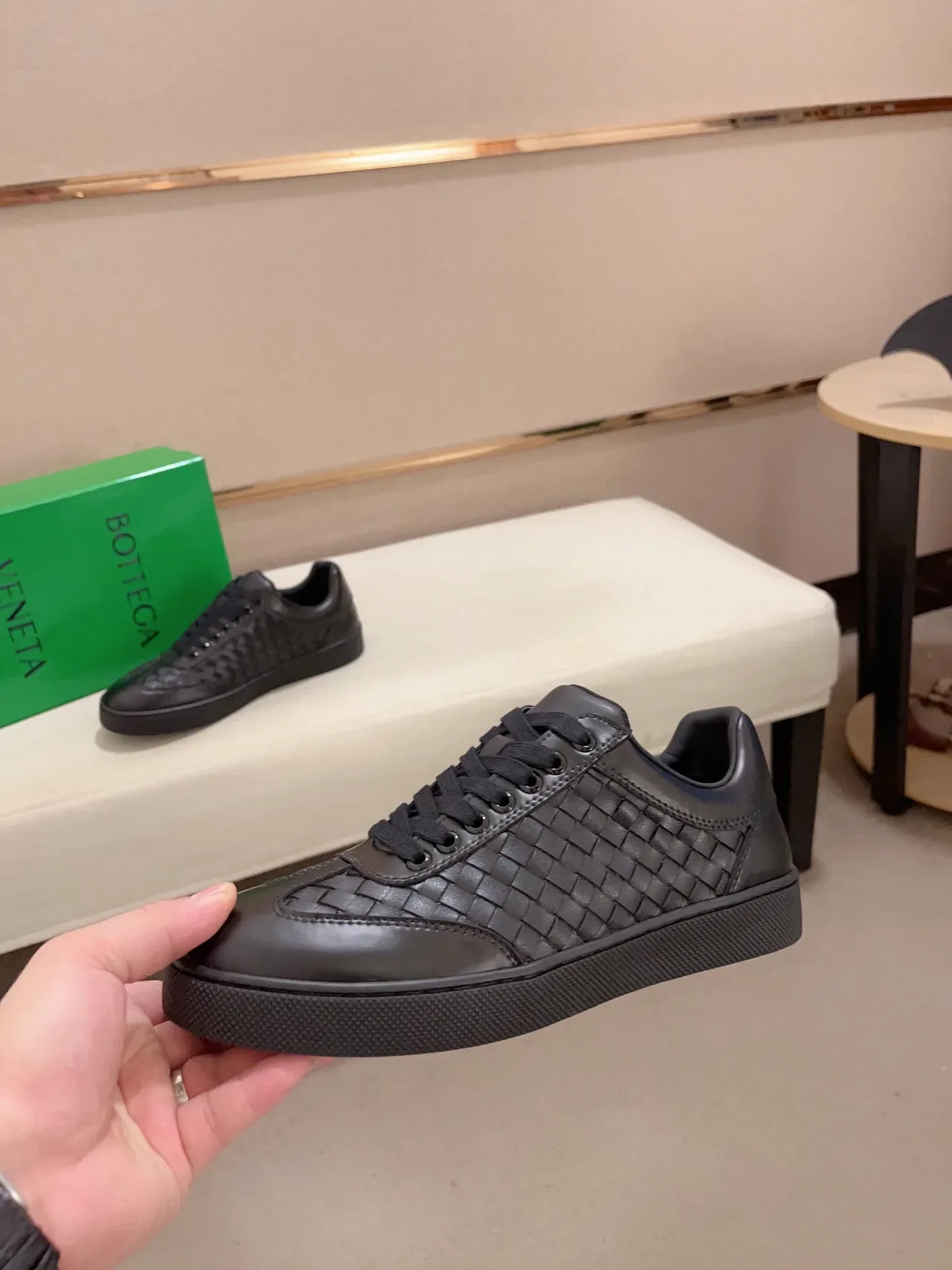 Bottega Veneta Andiamo Woven Leather Black Lifestyle Sneakers 3