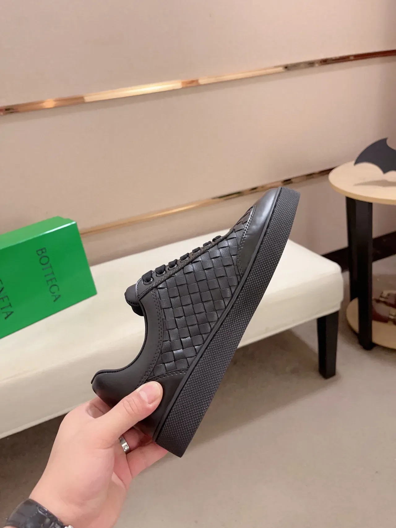 Bottega Veneta Andiamo Woven Leather Black Lifestyle Sneakers 5