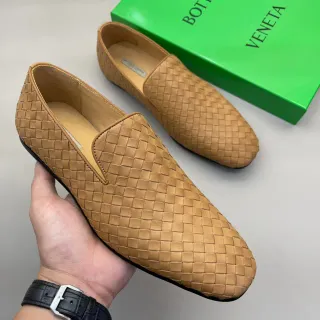 Bottega Veneta Andiamo Woven Tan Loafers
