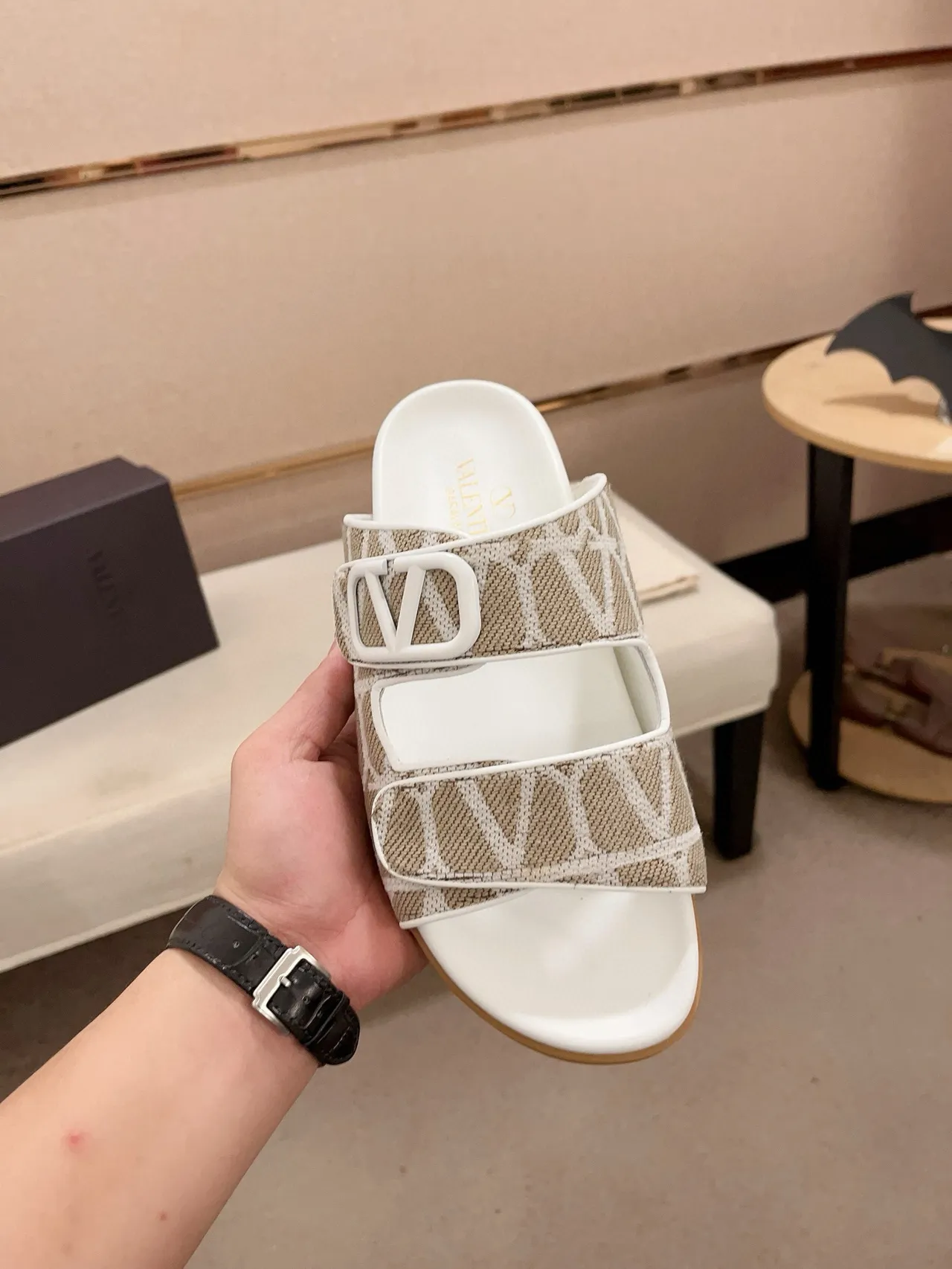 Bottega Veneta 米色白色 双带凉拖 编织提花鞋面 拖鞋 2
