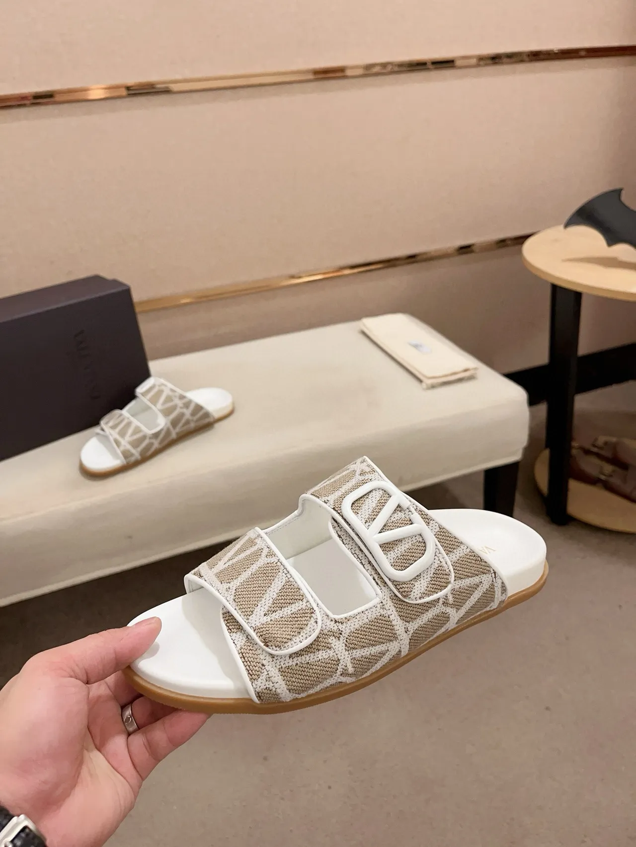 Bottega Veneta 米色白色 双带凉拖 编织提花鞋面 拖鞋 3