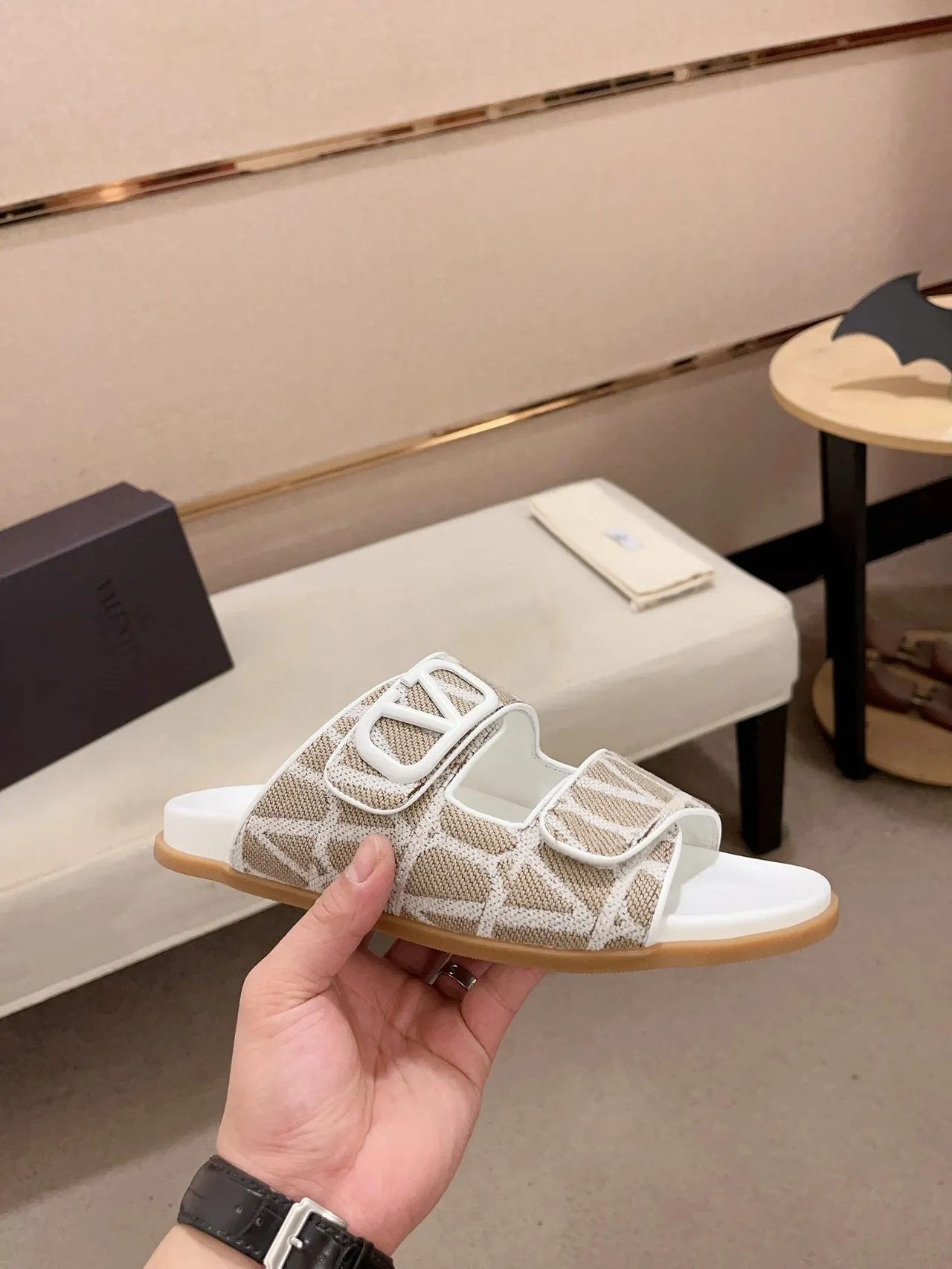 Bottega Veneta 米色白色 双带凉拖 编织提花鞋面 拖鞋 4