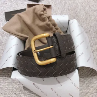Bottega Veneta বাদামি সোনালি Intrecciato বুননো অত্যধিক বড় আয়তাকার বাকল চামড়ার বেল্ট