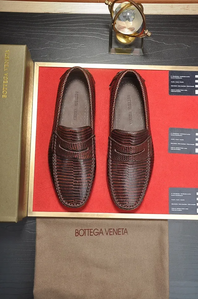 Bottega Veneta Marrom Vermelho Intrecciato Texturizado Cinto Penny Mocassim 5