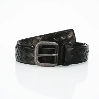Bottega Veneta Cassette Intrecciato কালো চামড়ার বেল্ট