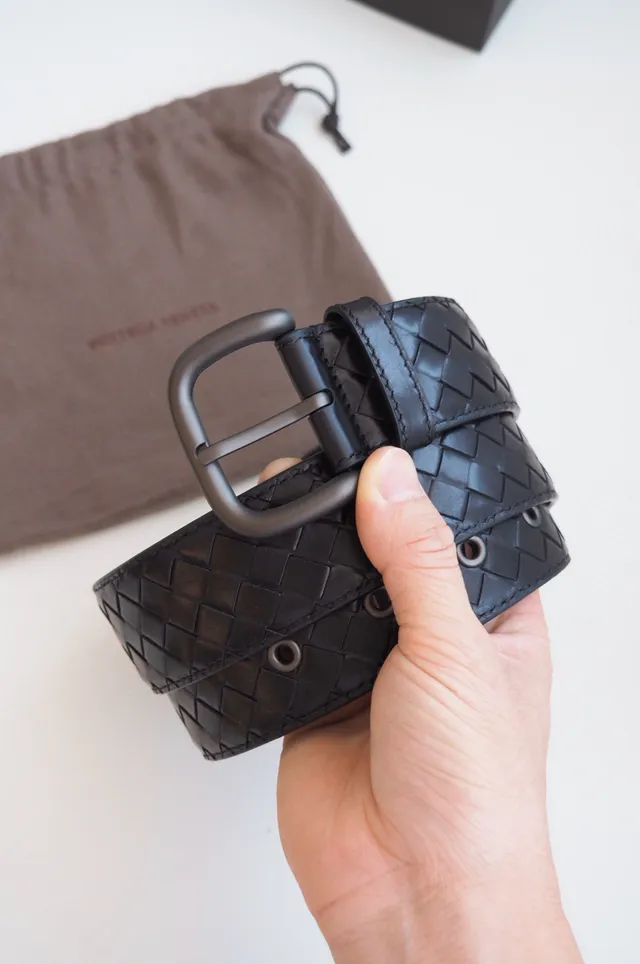 Bottega Veneta Cassette Intrecciato Leather Belt 6
