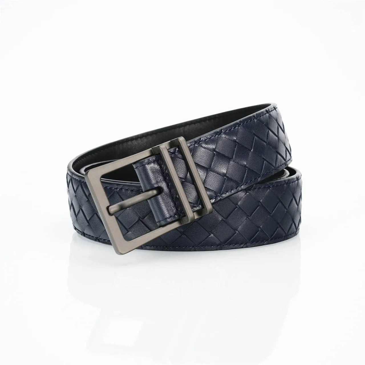 Bottega Veneta Cassette Intrecciato Navy চামড়ার বেল্ট 4