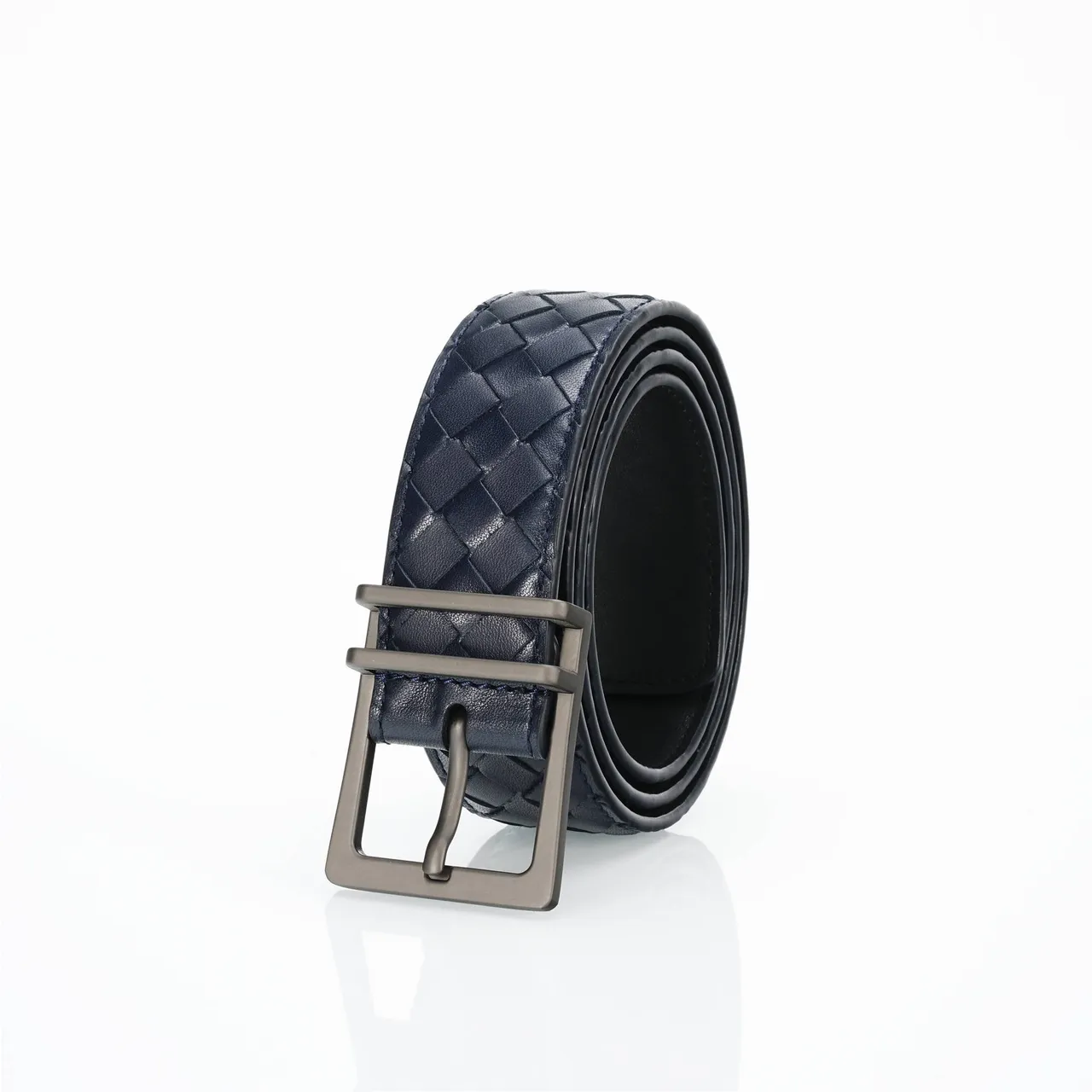 Bottega Veneta Cassette Intrecciato Navy চামড়ার বেল্ট 7