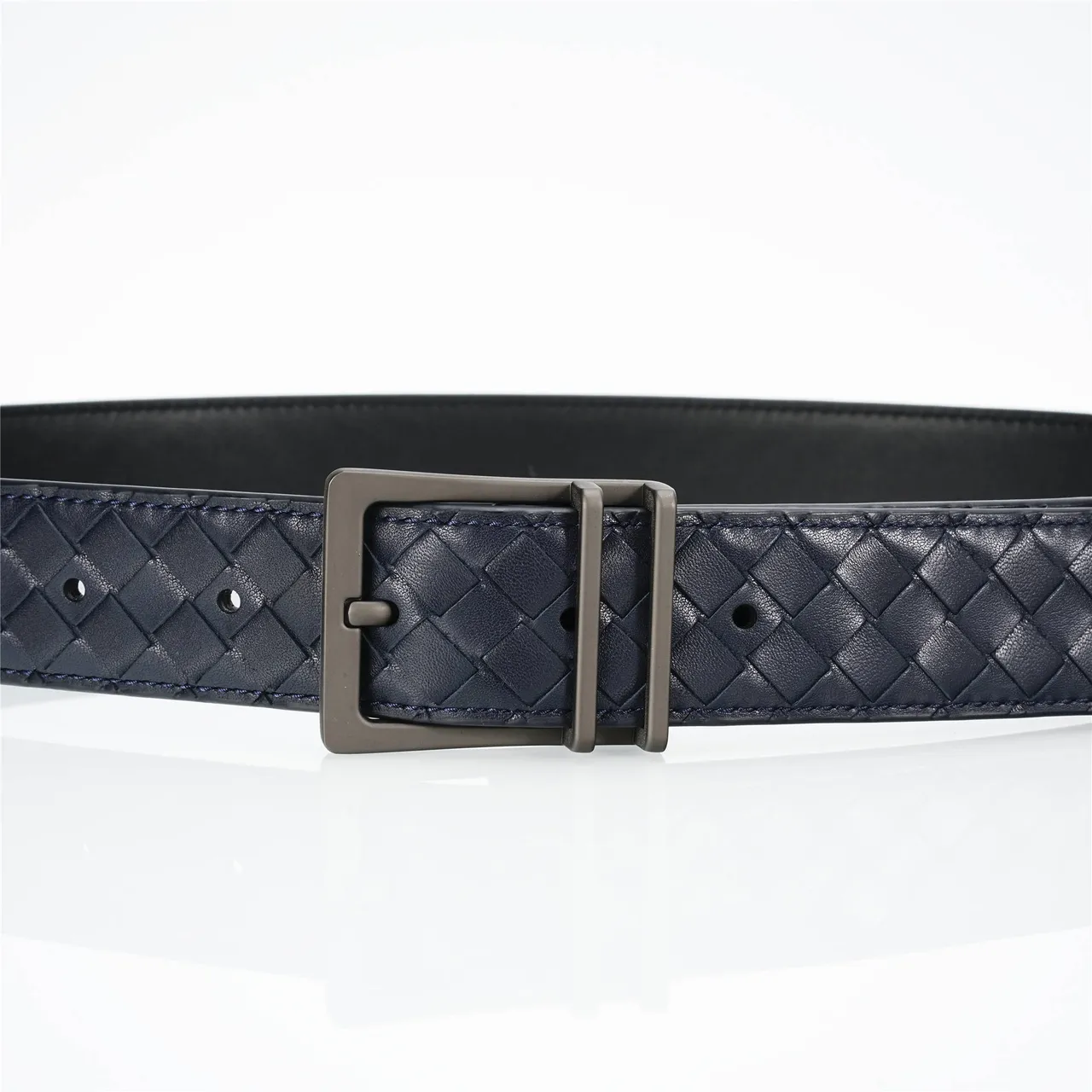 Bottega Veneta Cassette Intrecciato Navy চামড়ার বেল্ট 8