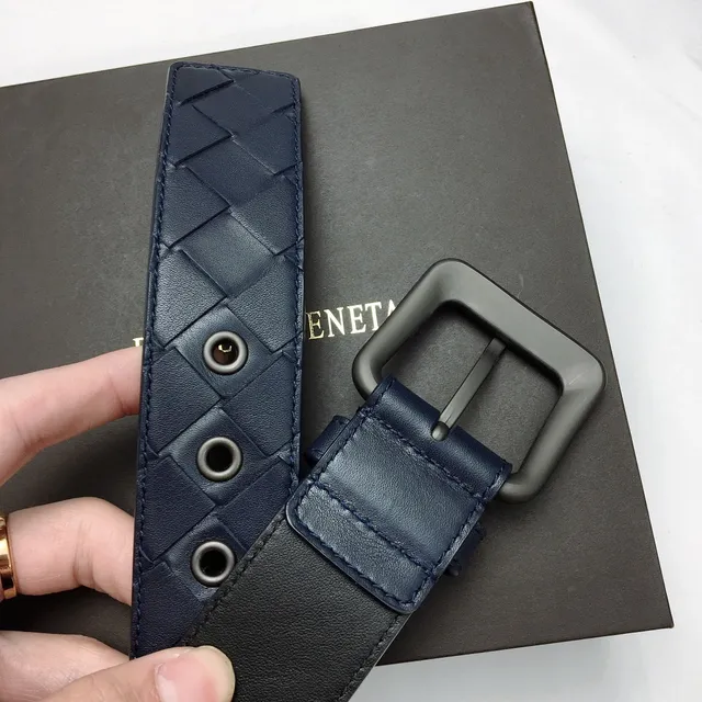 Bottega Veneta Intrecciato حزام جلدي أزرق بحري منسوج 7