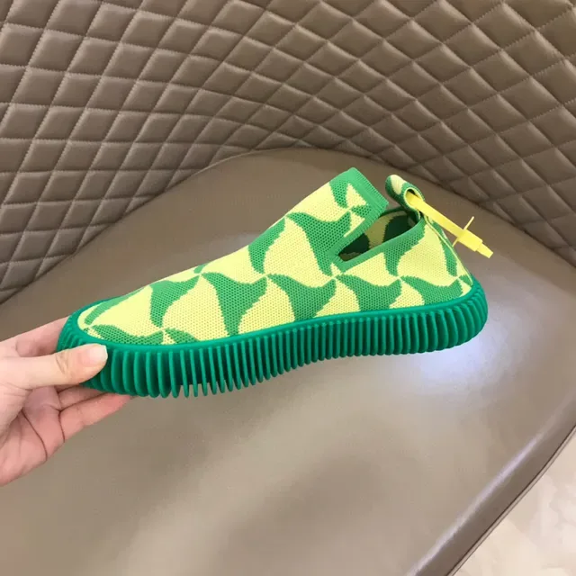 Bottega Veneta Sardine Knit Slip-On أخضر ليموني وأخضر داكن حذاء رياضي 3