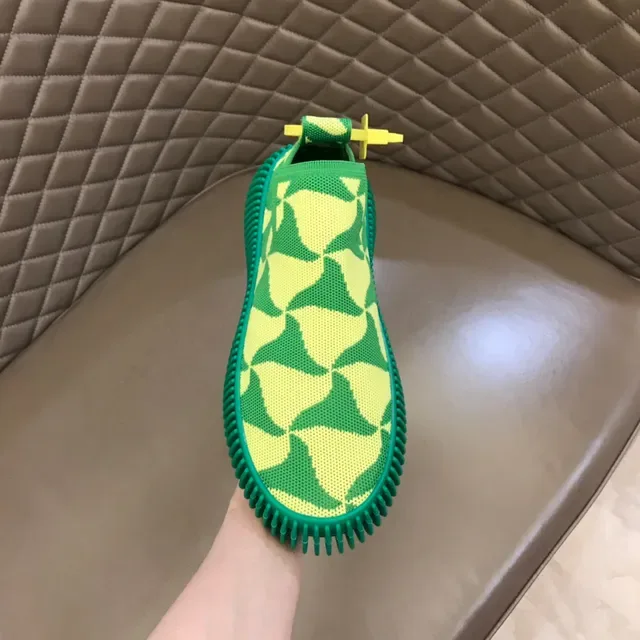 Bottega Veneta Sardine Knit Slip-On أخضر ليموني وأخضر داكن حذاء رياضي 4