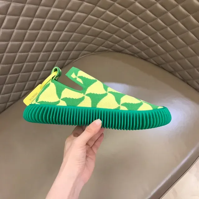 Bottega Veneta Sardine Knit Slip-On أخضر ليموني وأخضر داكن حذاء رياضي 5